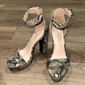 Snake print platform heels